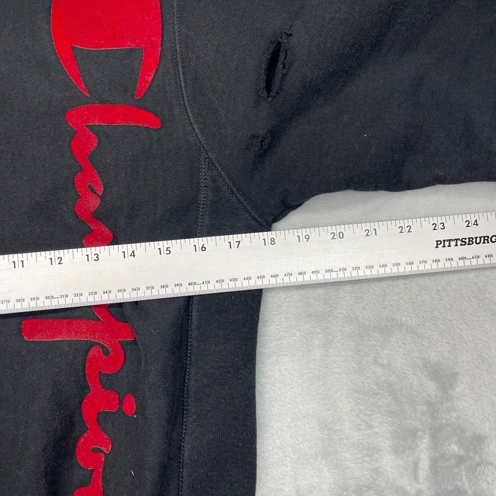 Champion Sweatshirt Womens XS Black Fleece Lined Long‎ Sleeve Crew Neck Pullover - Picture 4 of 6